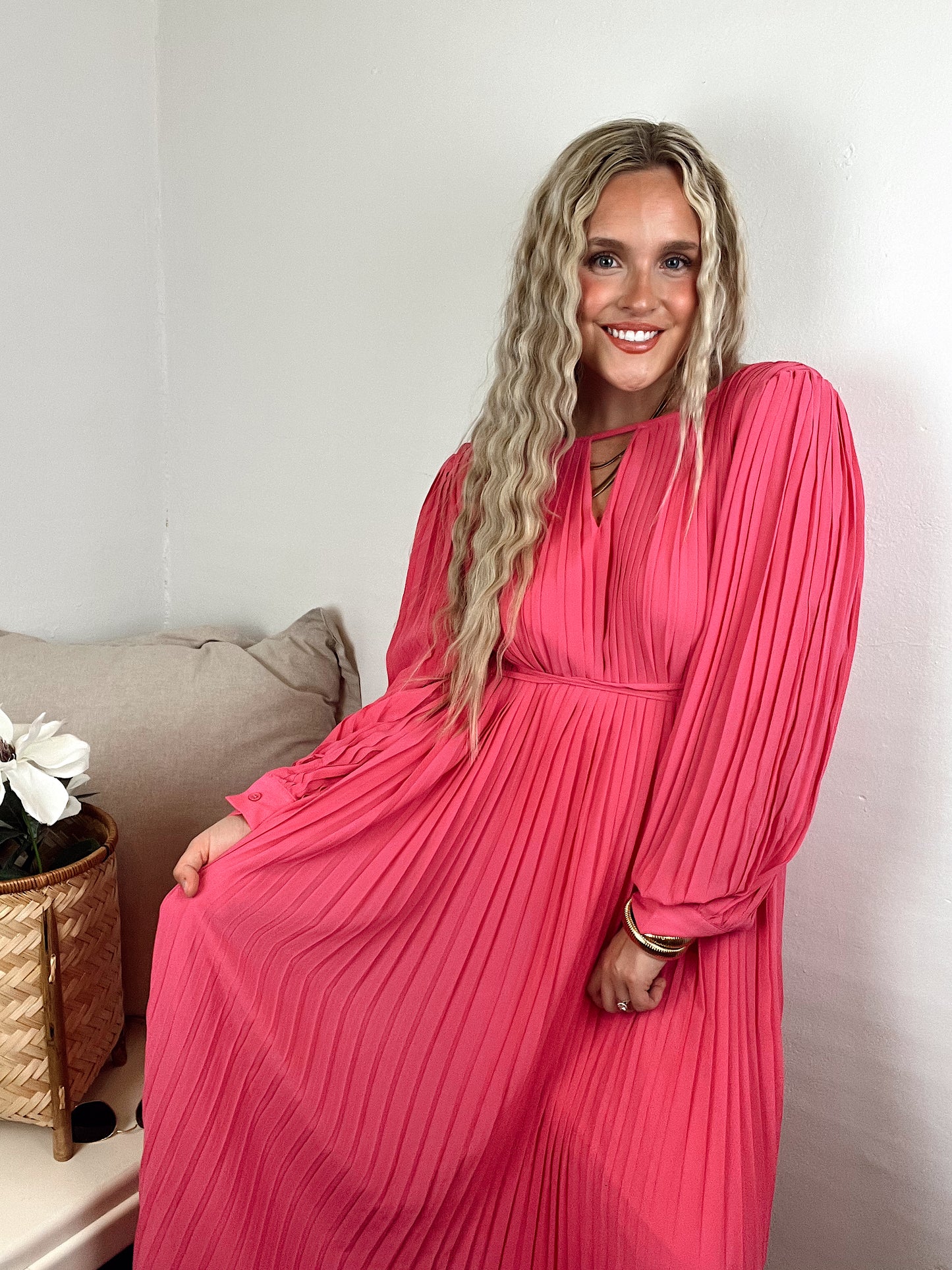 Pink Moments Pleated Dress