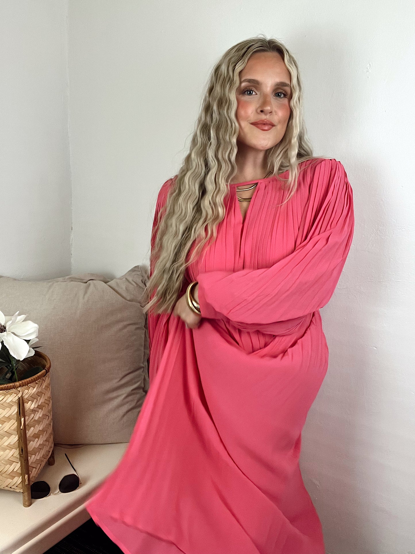 Pink Moments Pleated Dress