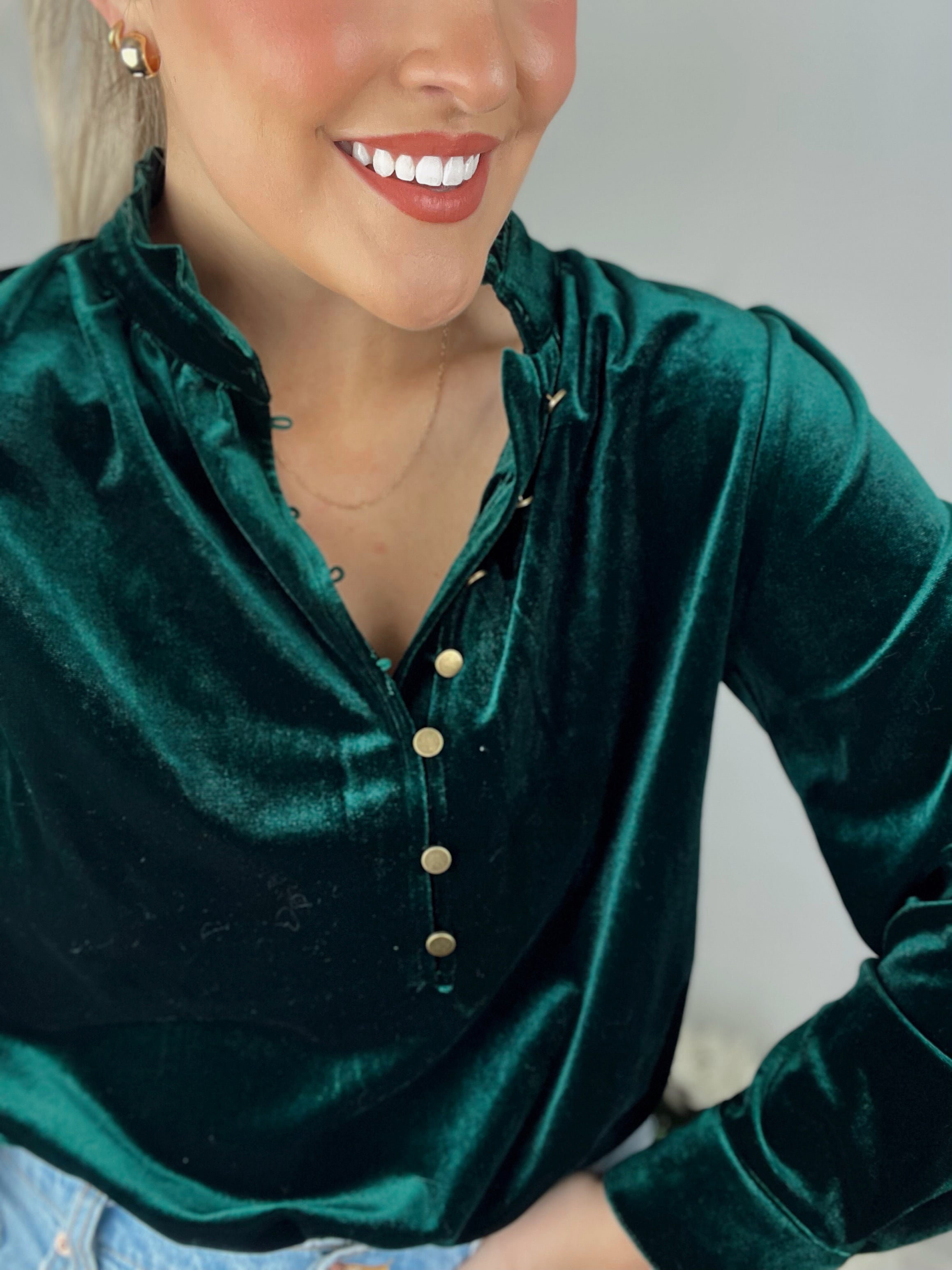 Evergreen Velvet Top