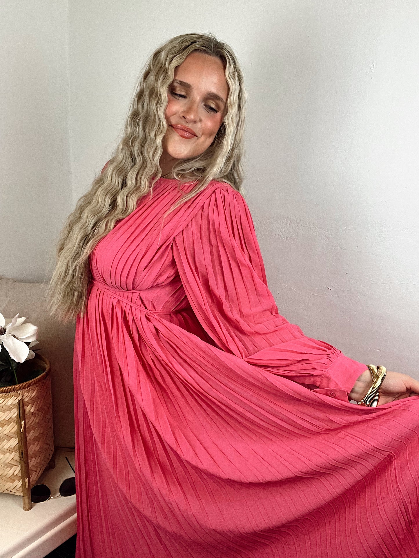 Pink Moments Pleated Dress