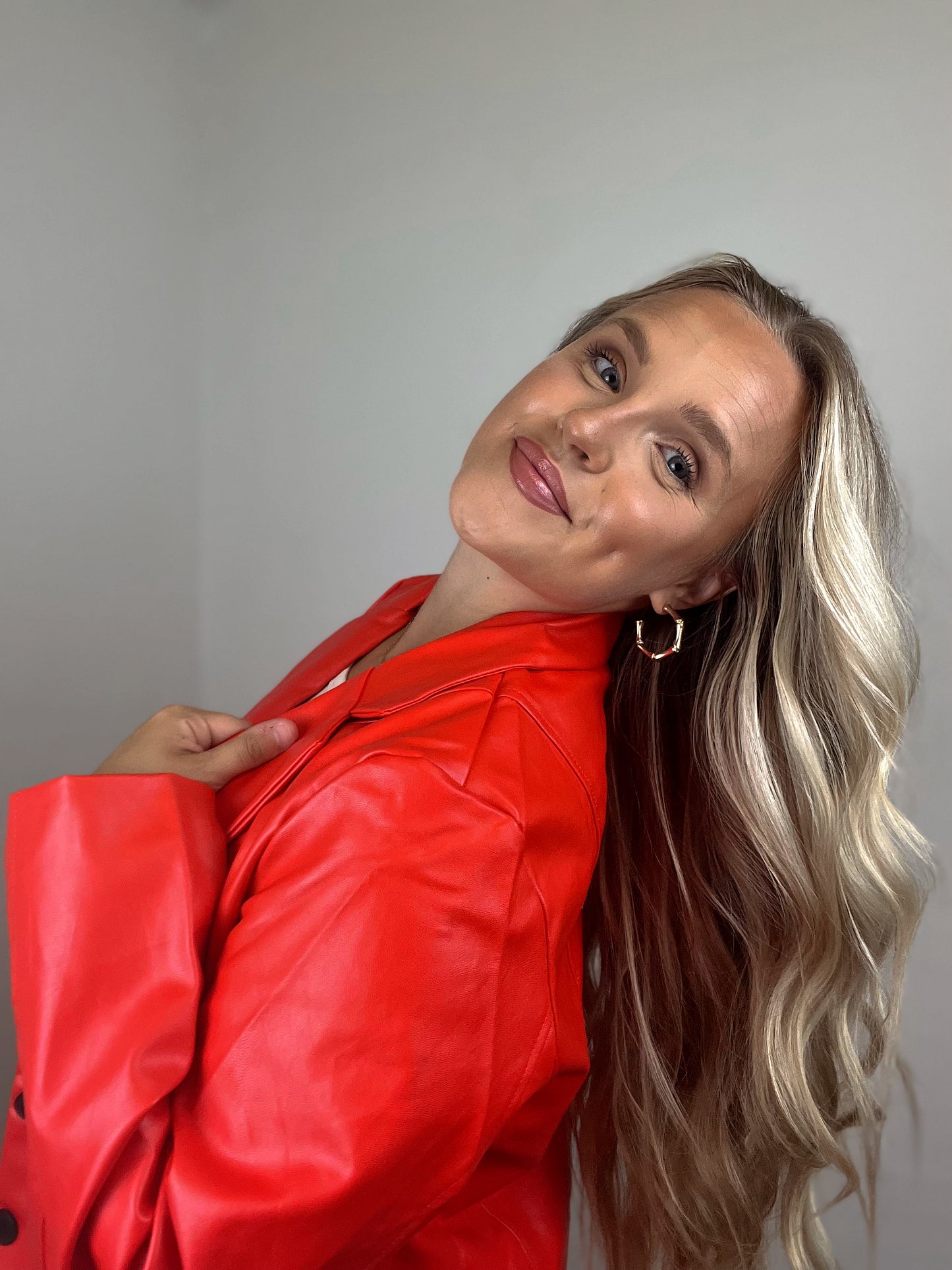 Scout Faux Leather Blazer - Red