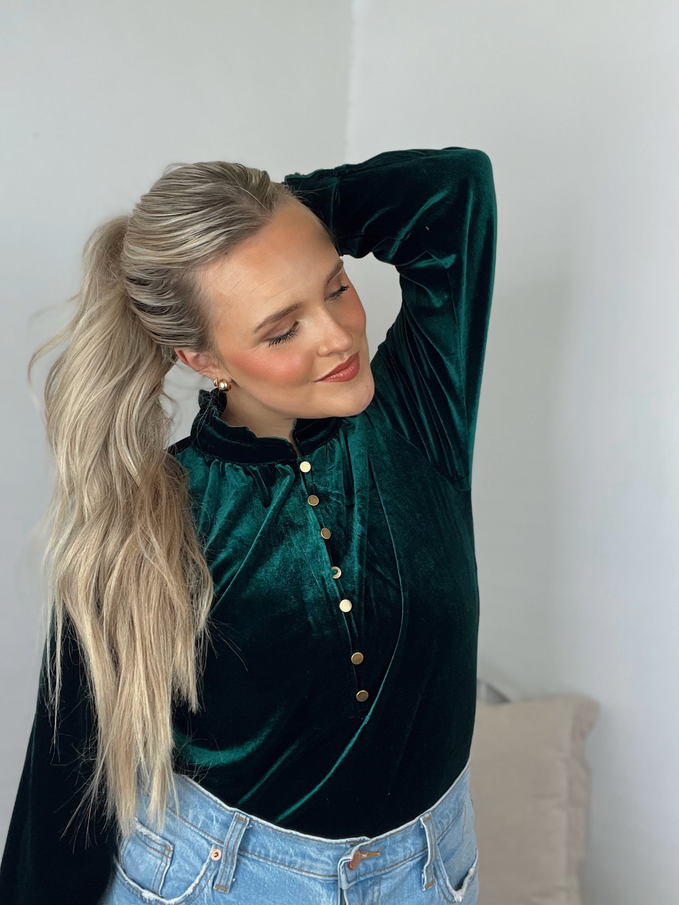 Evergreen Velvet Top