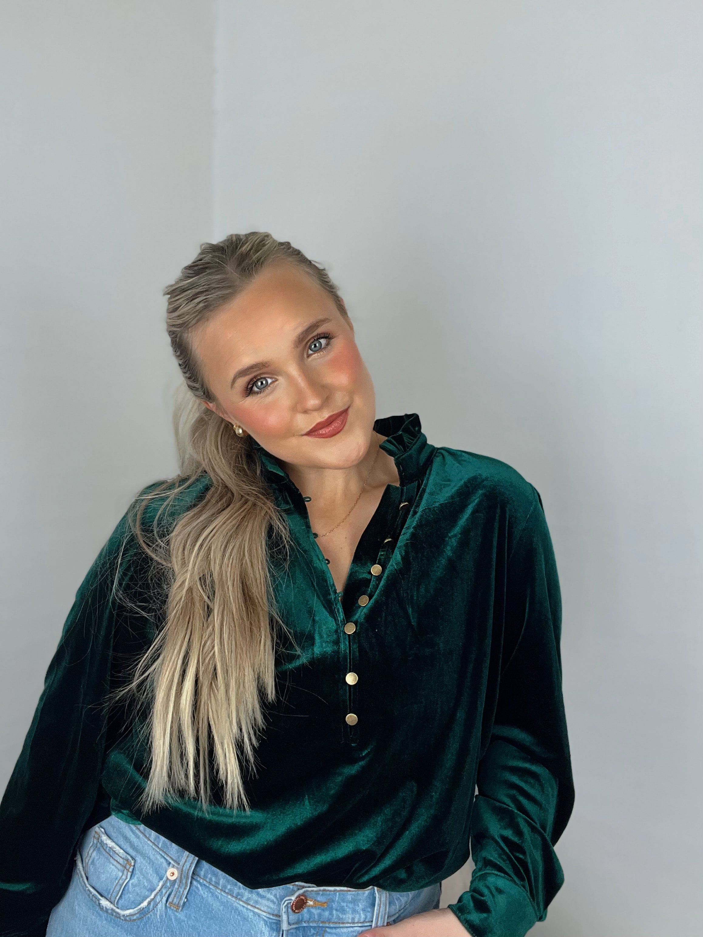 Evergreen Velvet Top