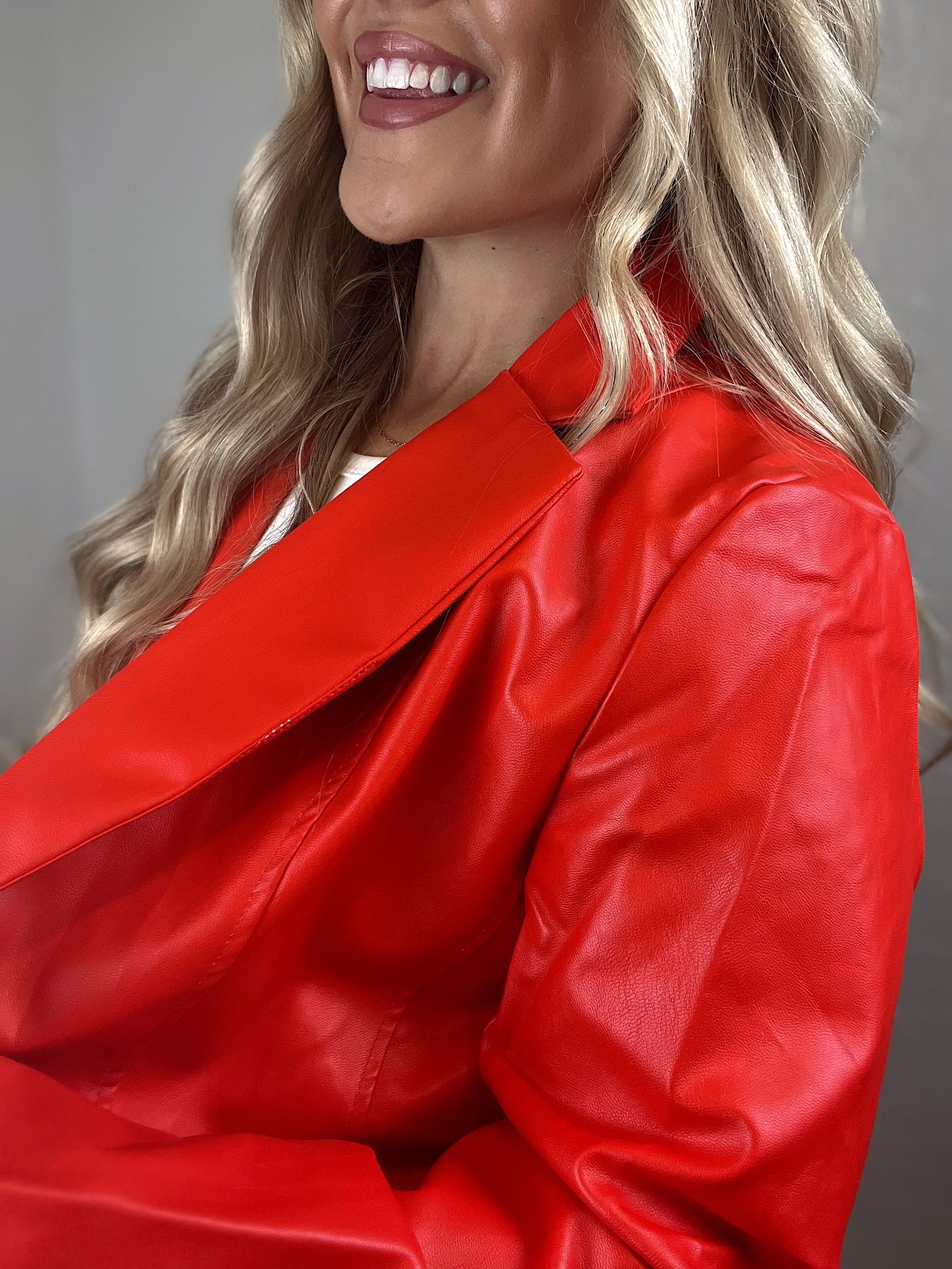 Scout Faux Leather Blazer - Red