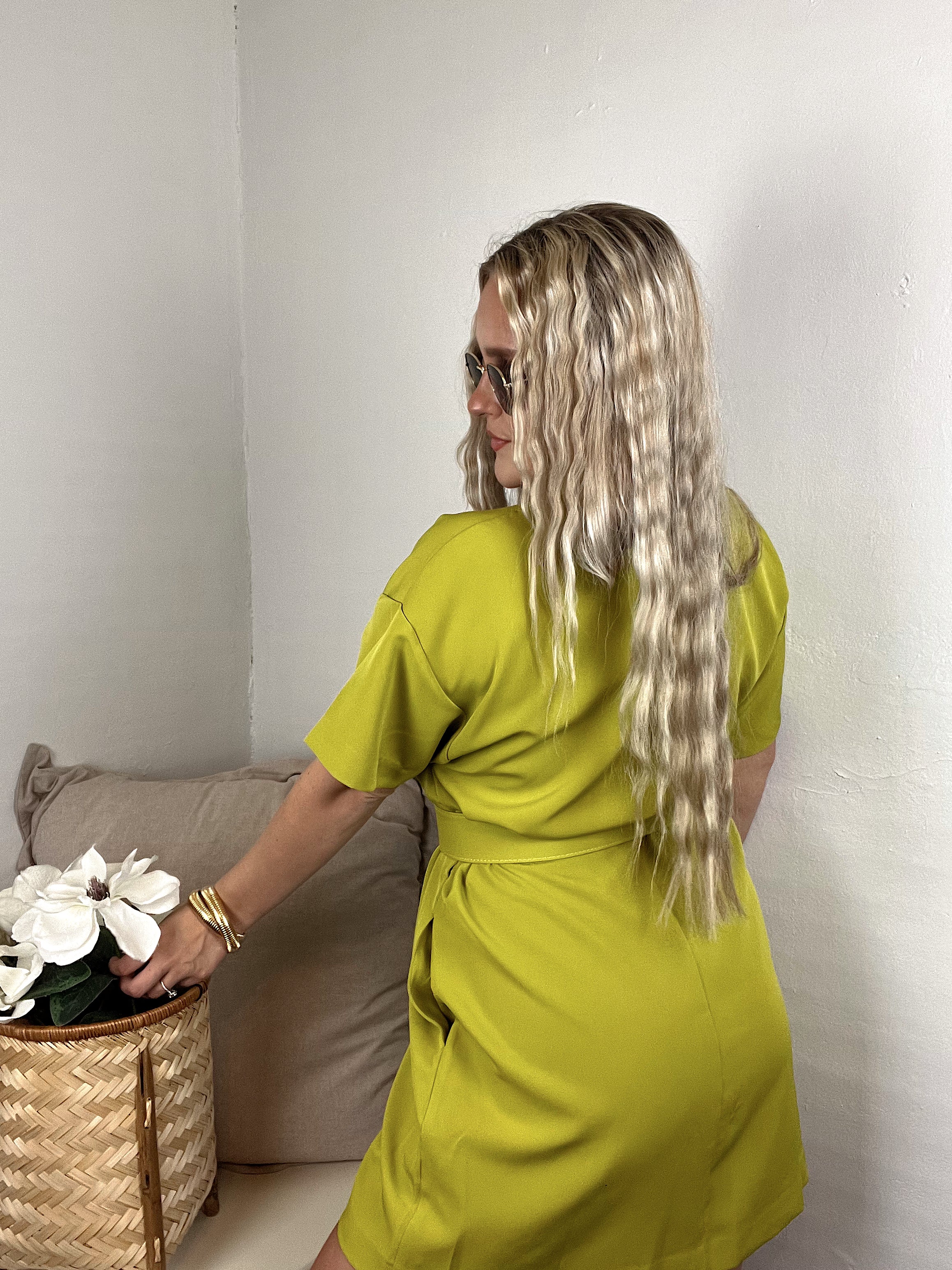 Della Belted Dress - Lime