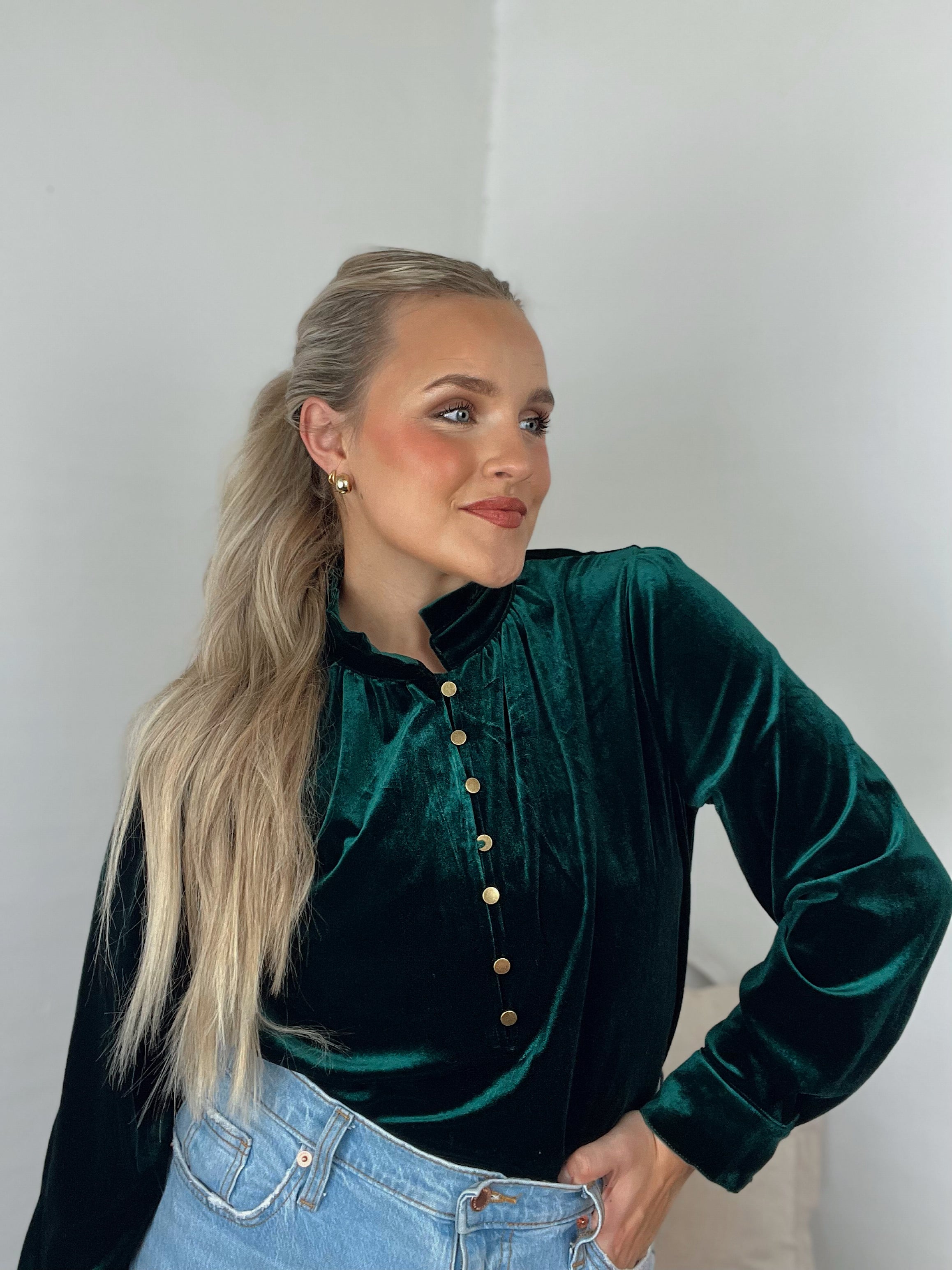 Evergreen Velvet Top