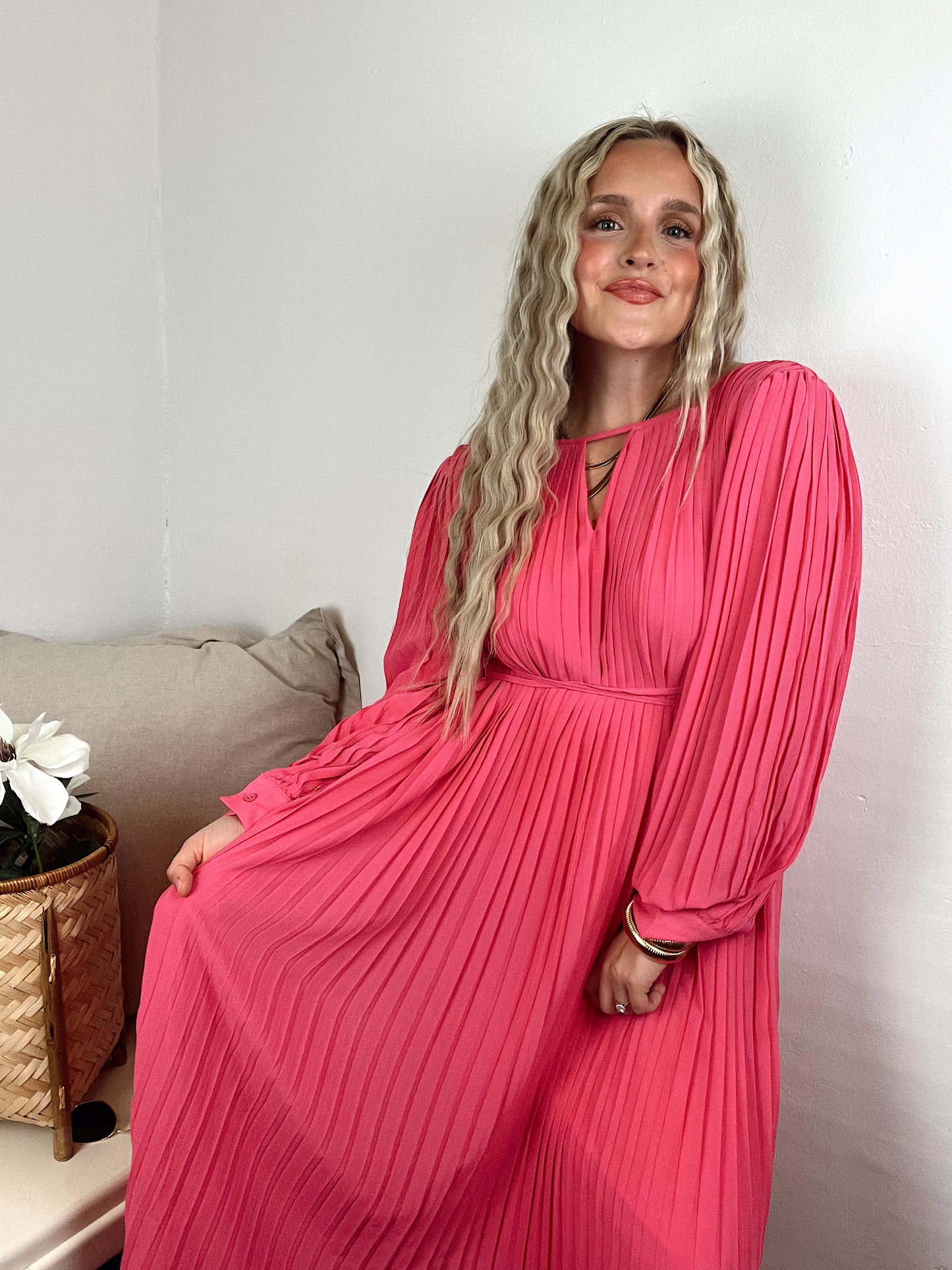 Pink Moments Pleated Dress