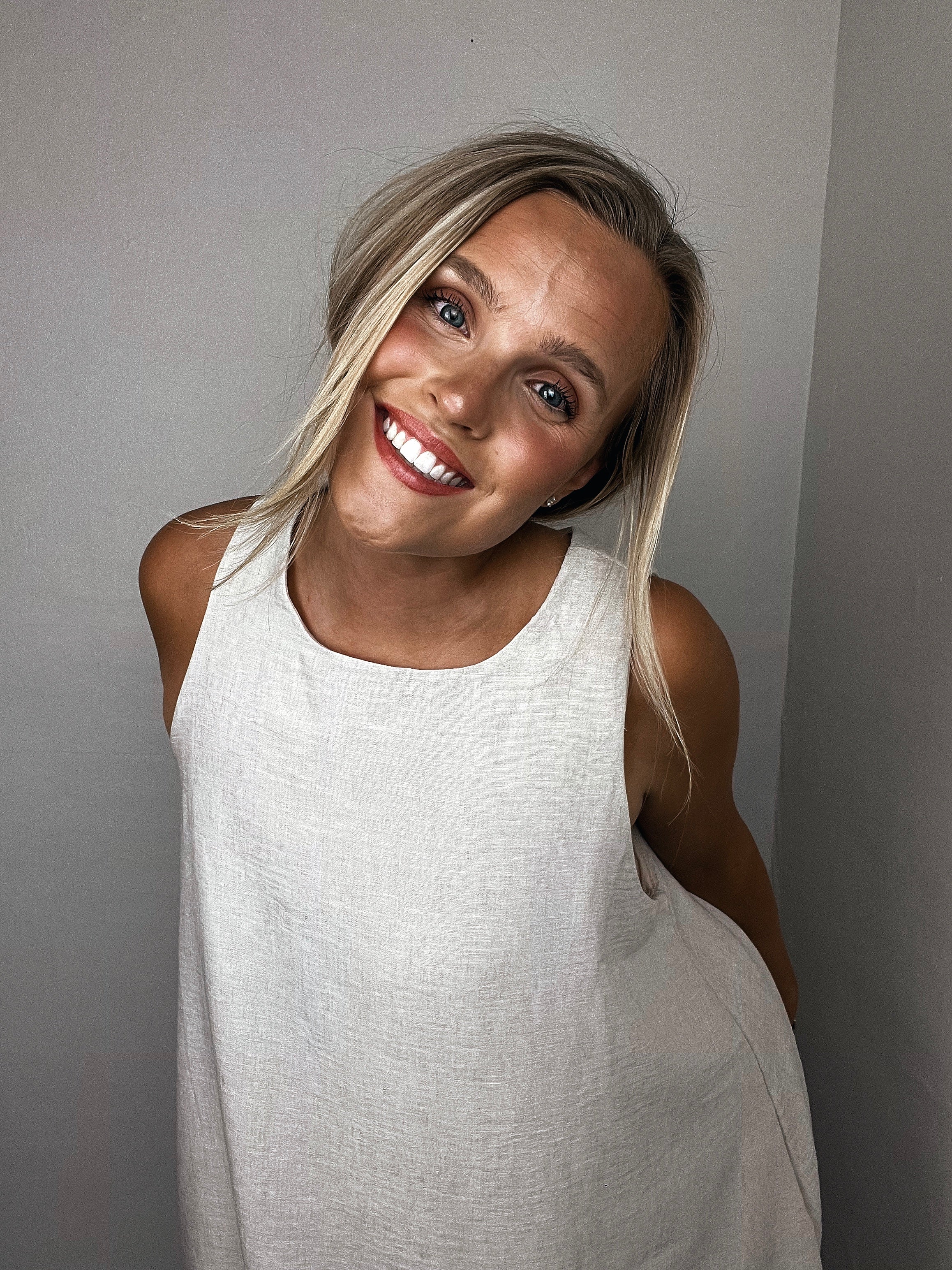 Bubble Hem Dress - Natural