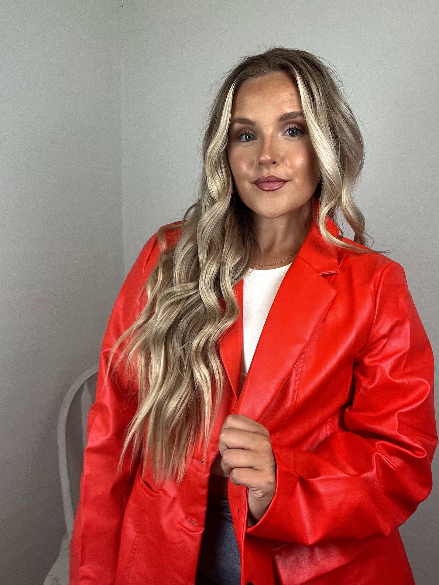 Scout Faux Leather Blazer - Red