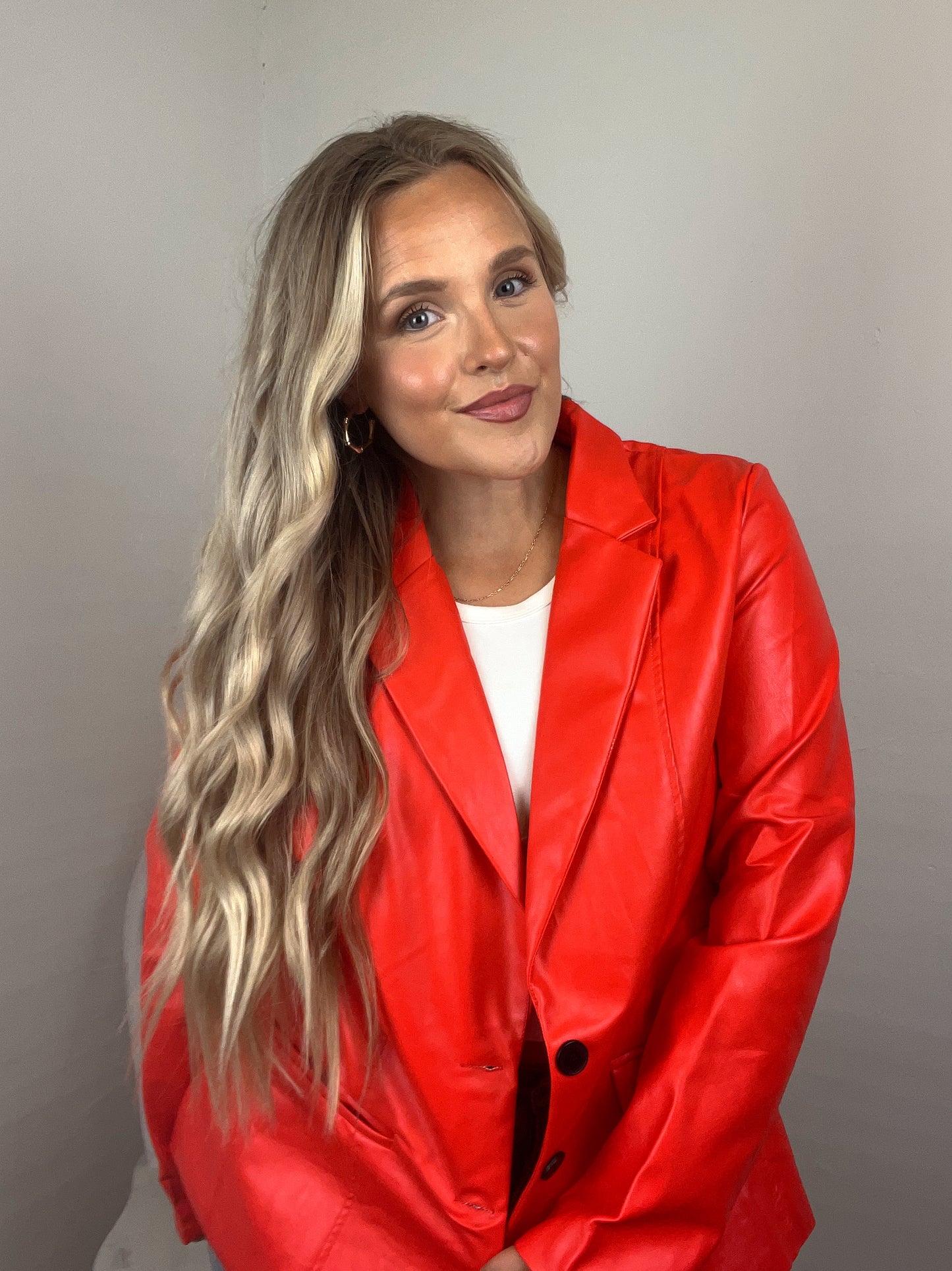 Scout Faux Leather Blazer - Red