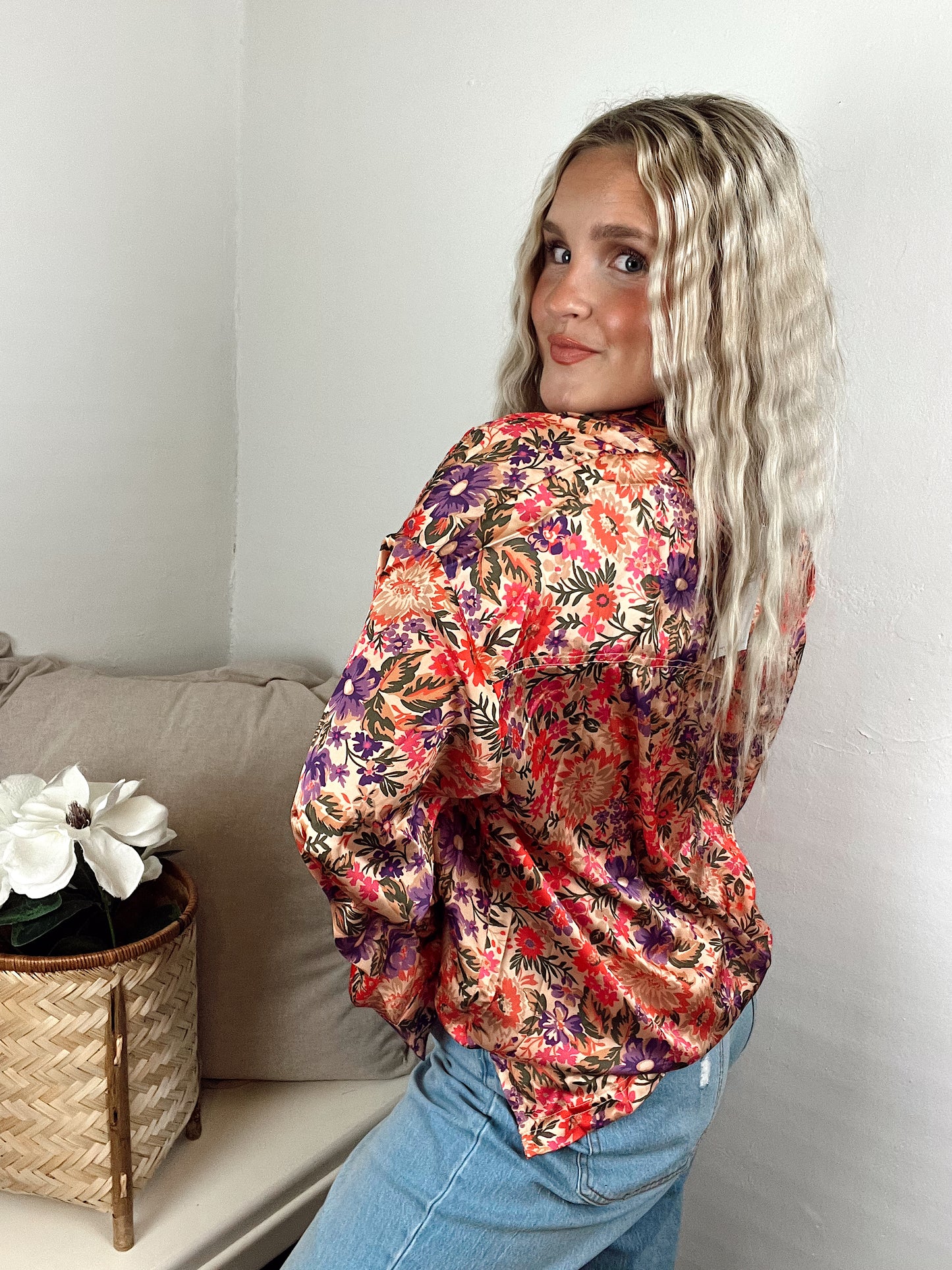 Brielle Floral Silk Button Up