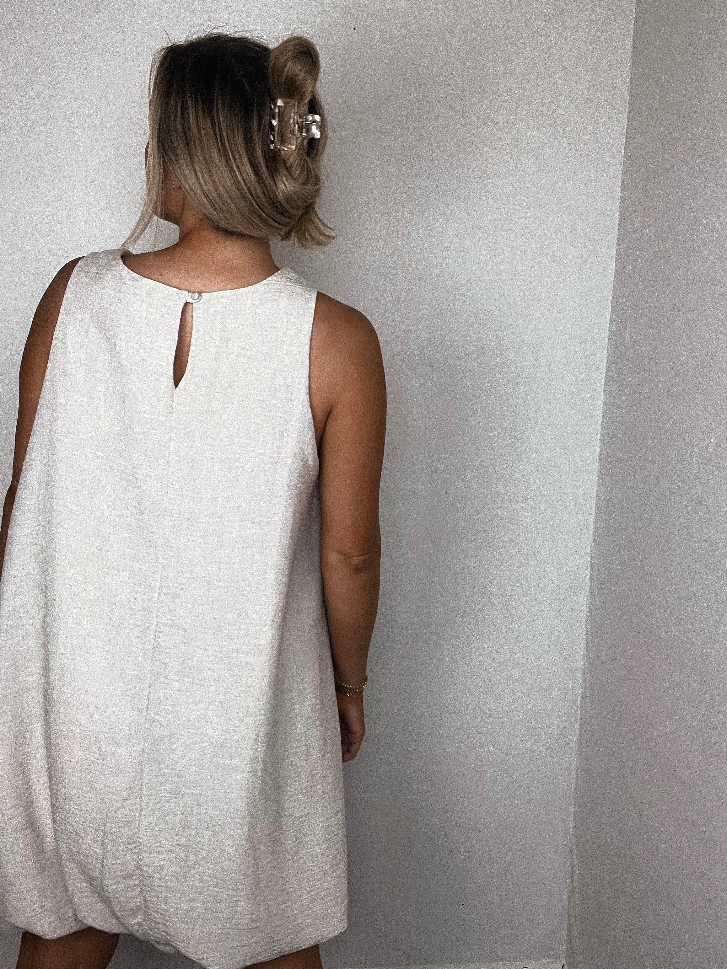 Bubble Hem Dress - Natural