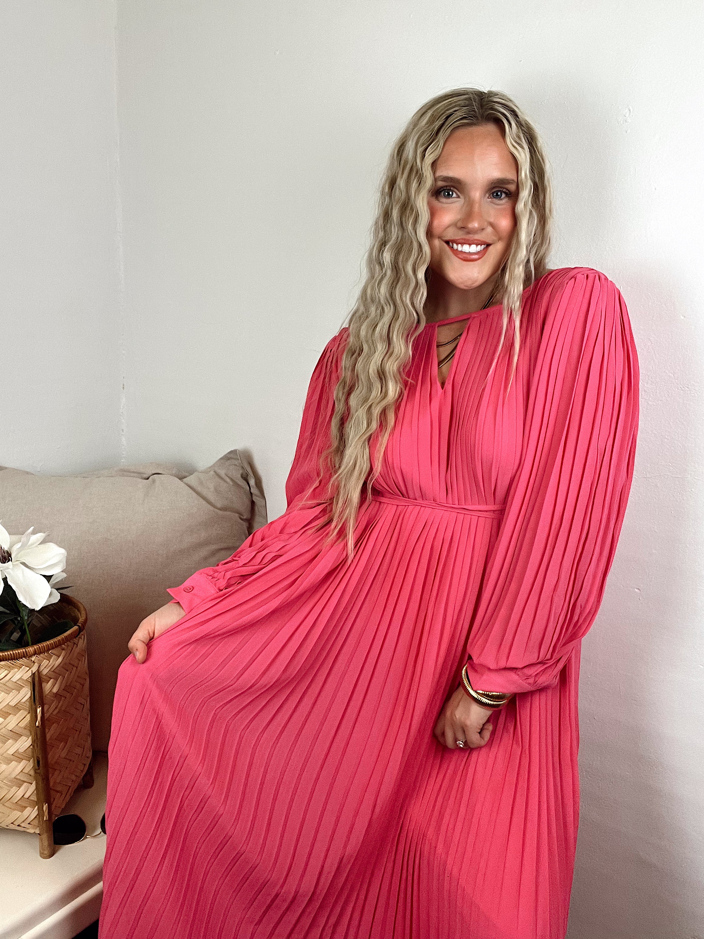 Pink Moments Pleated Dress