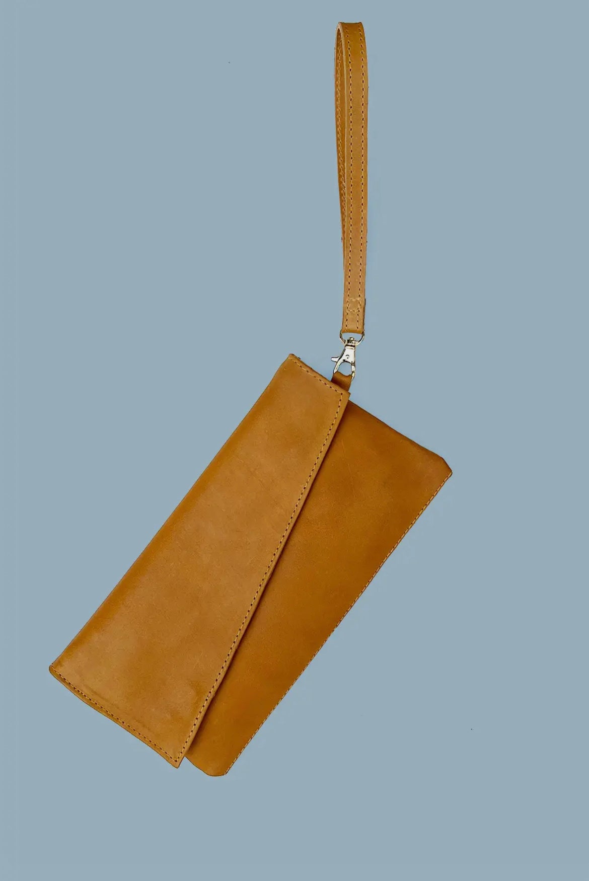 Caramel Genuine Leather Wristlet/Clutch