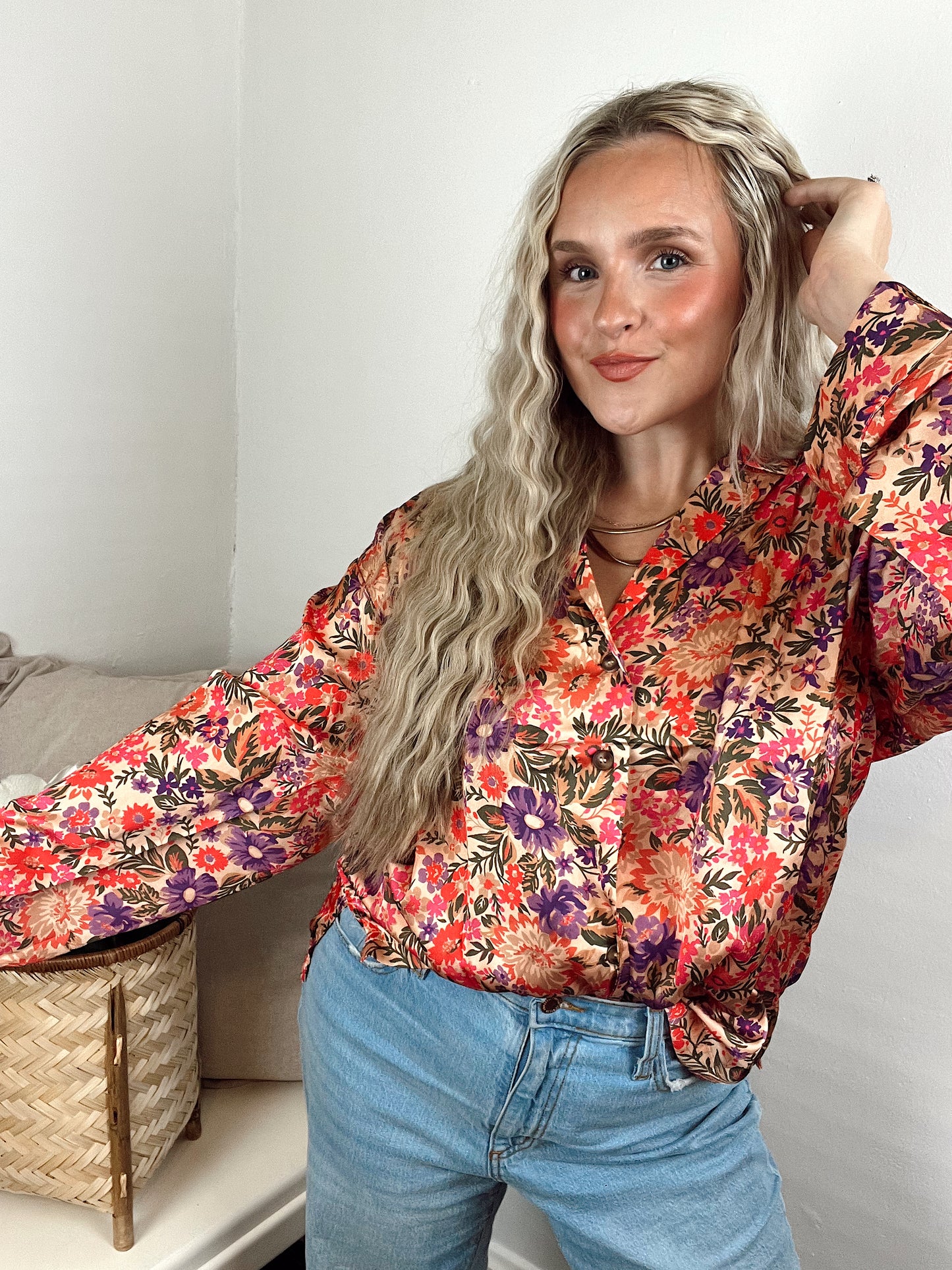 Brielle Floral Silk Button Up