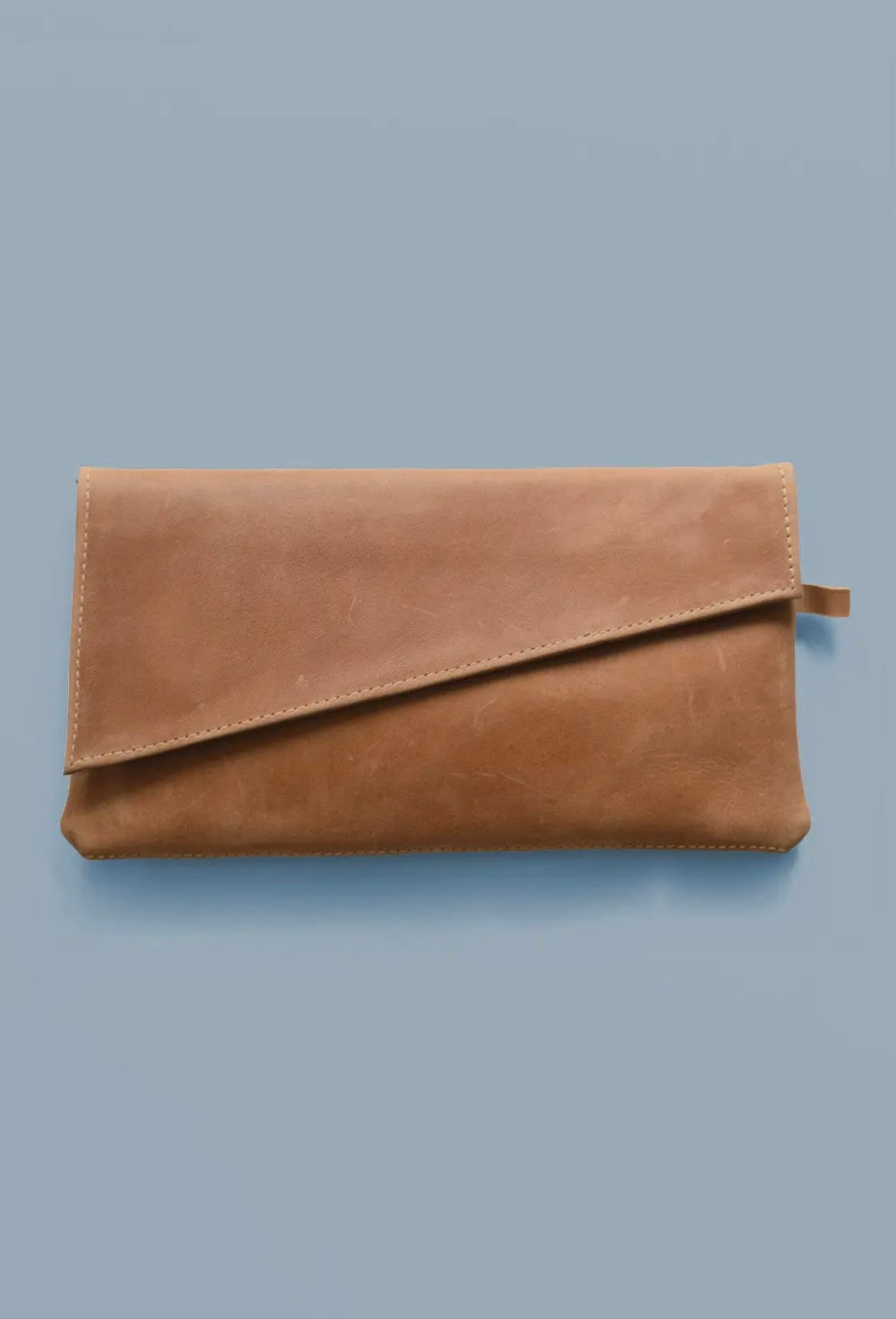 Caramel Genuine Leather Wristlet/Clutch