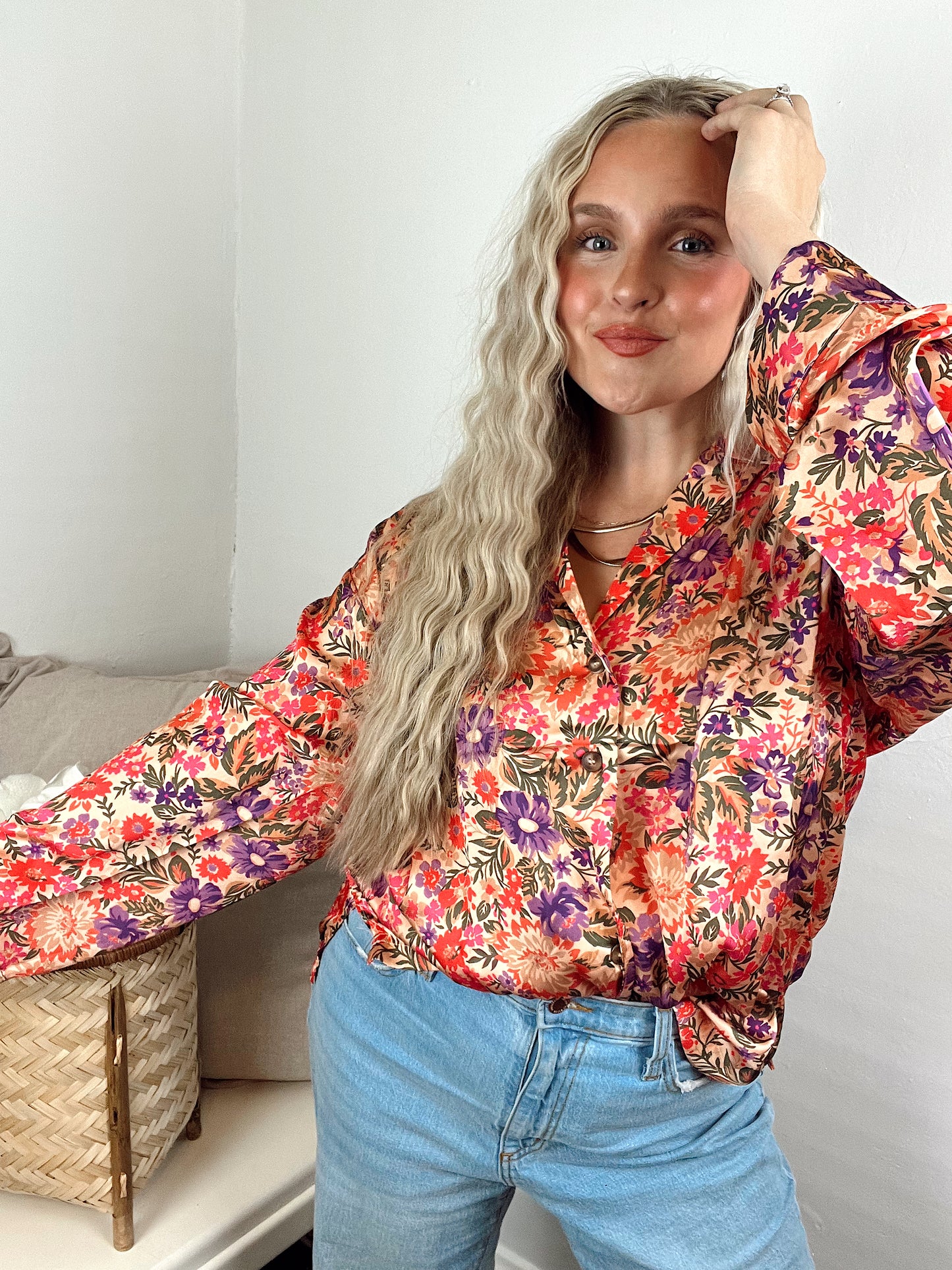 Brielle Floral Silk Button Up