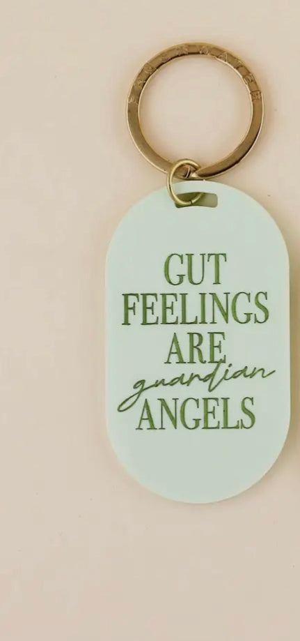 Gut Feelings Are Guardian Angels Keychain - Mint Green