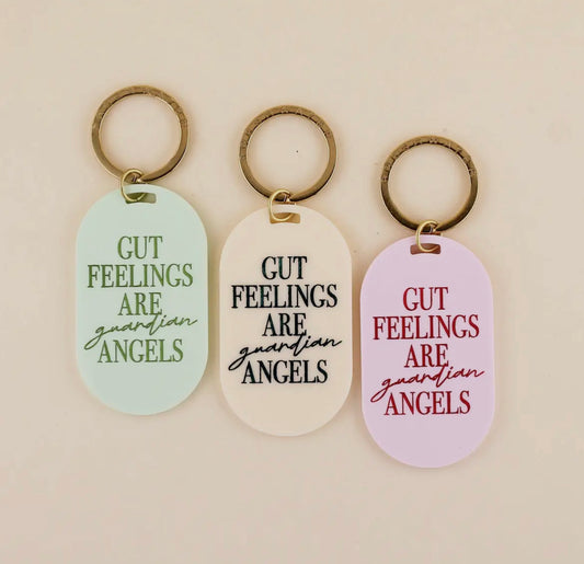 Gut Feelings Are Guardian Angels Keychain - Mint Green