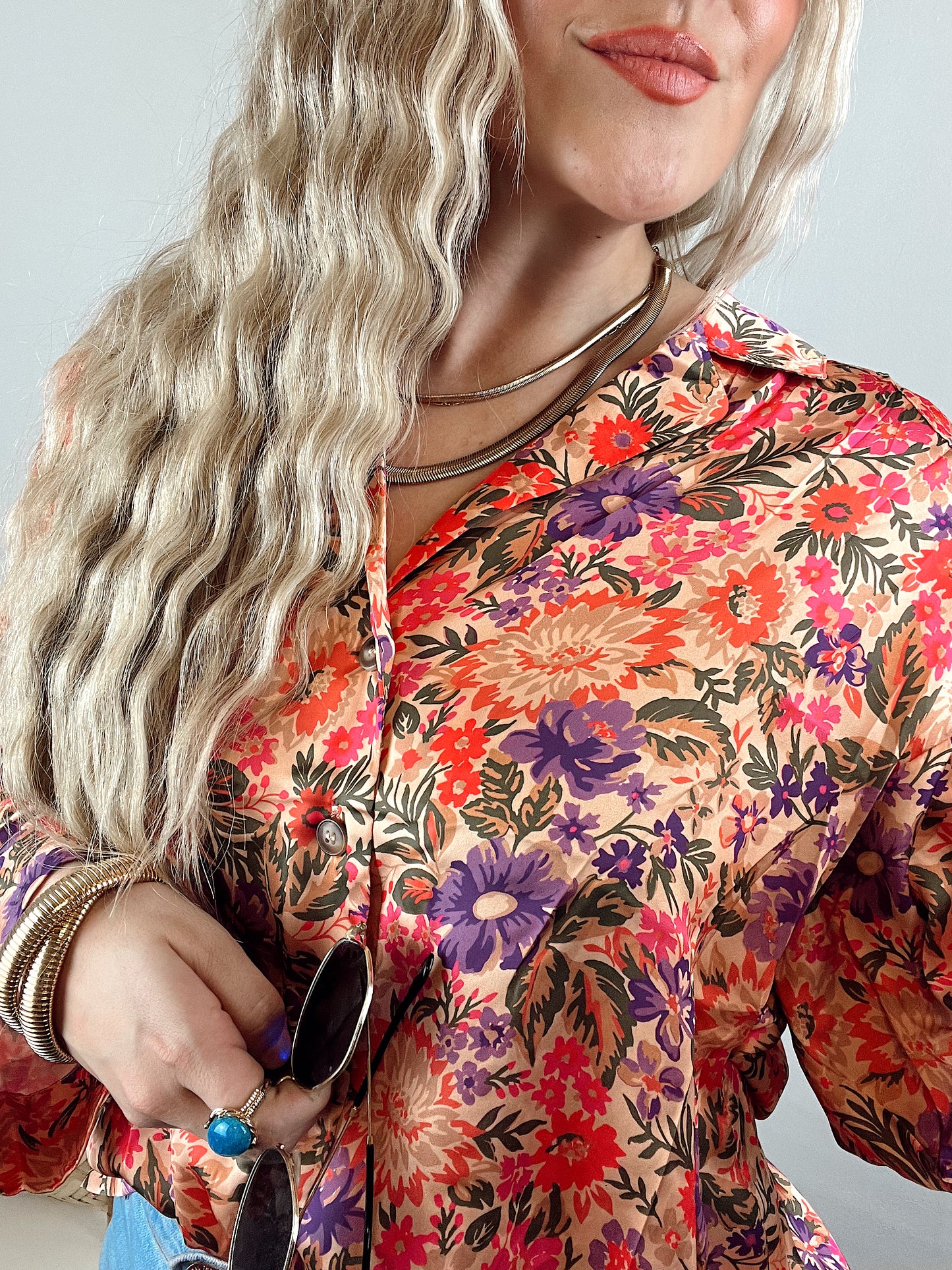 Brielle Floral Silk Button Up