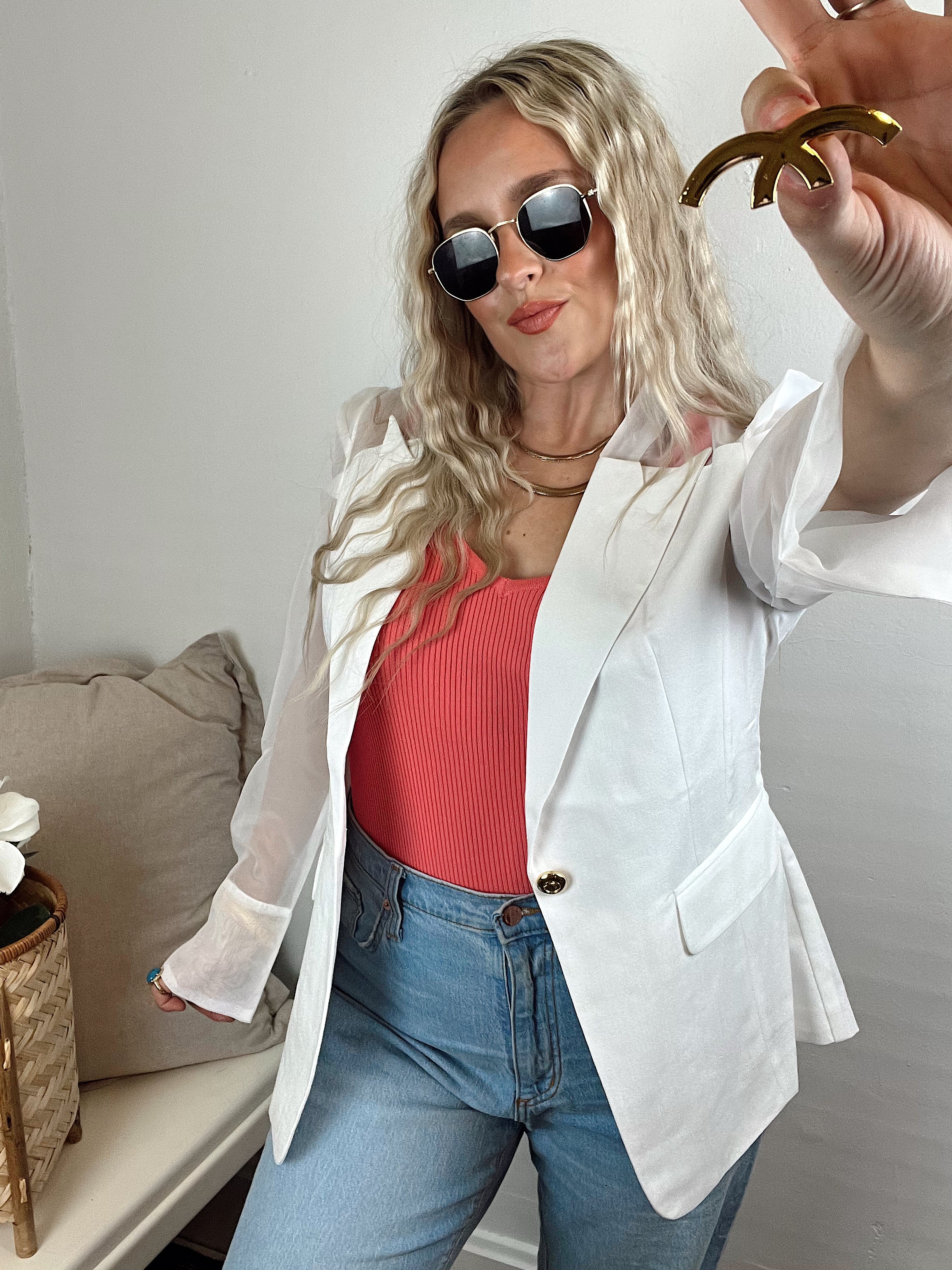Pure Glam Frosted White Blazer