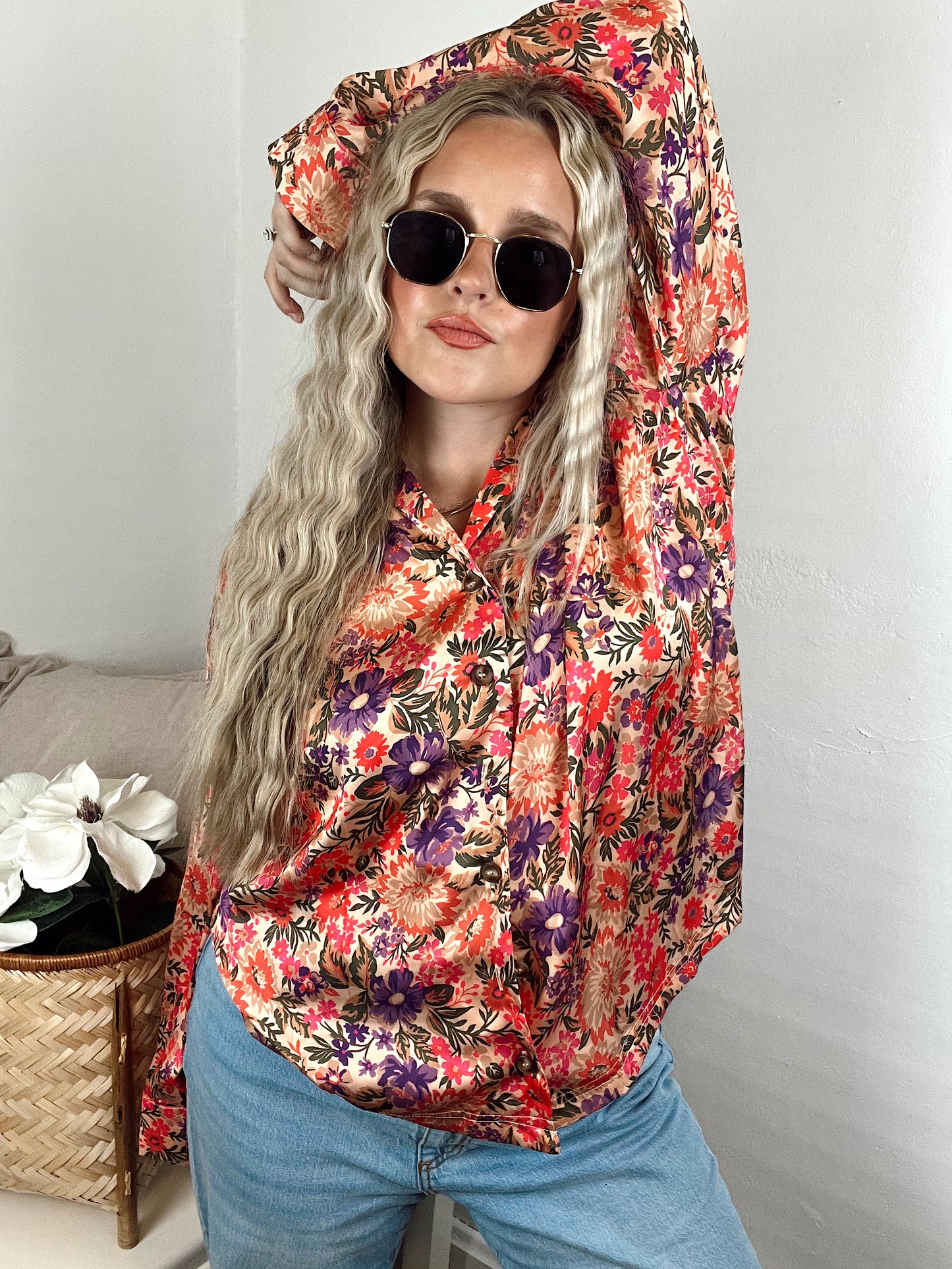 Brielle Floral Silk Button Up