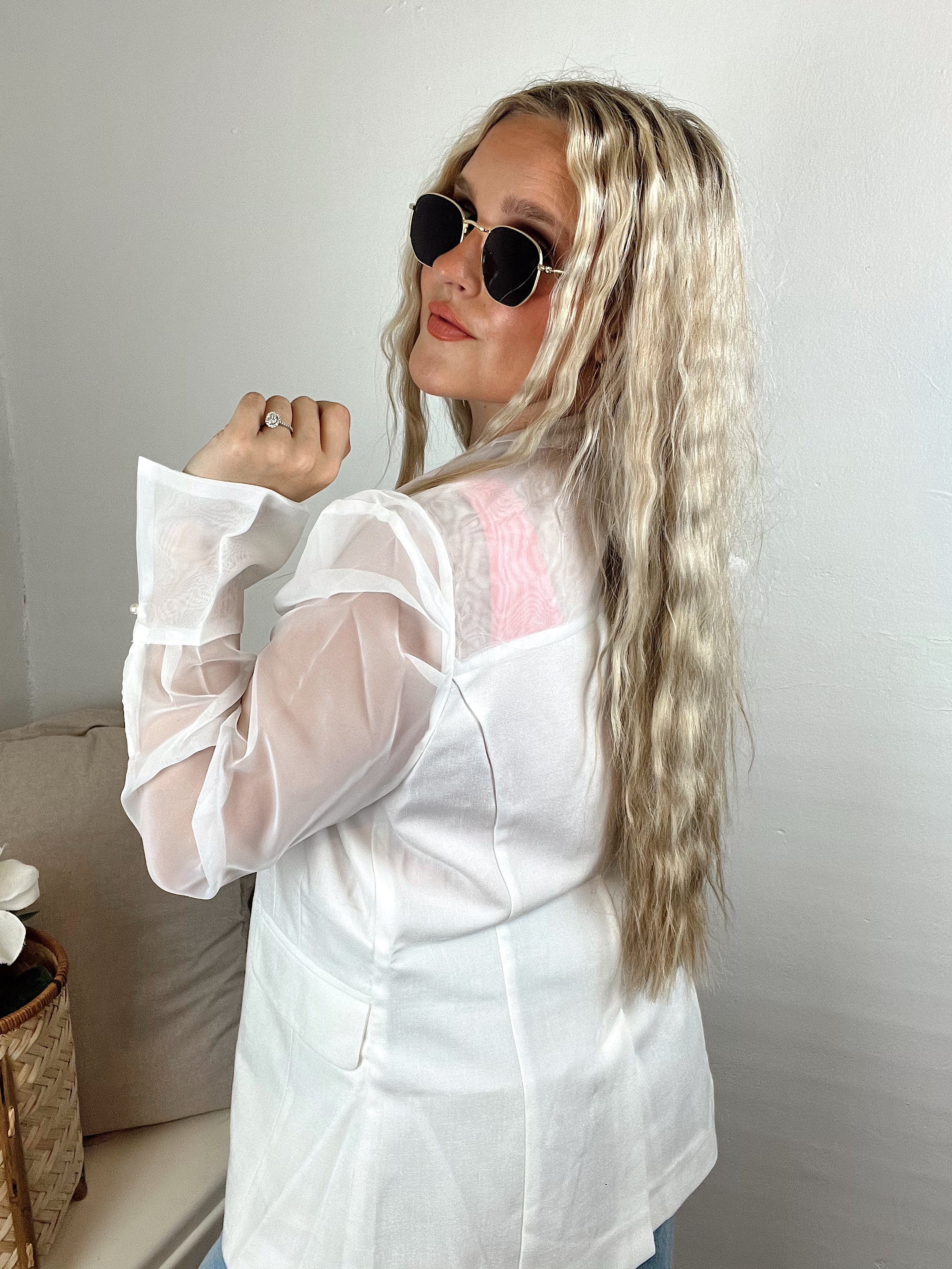 Pure Glam Frosted White Blazer