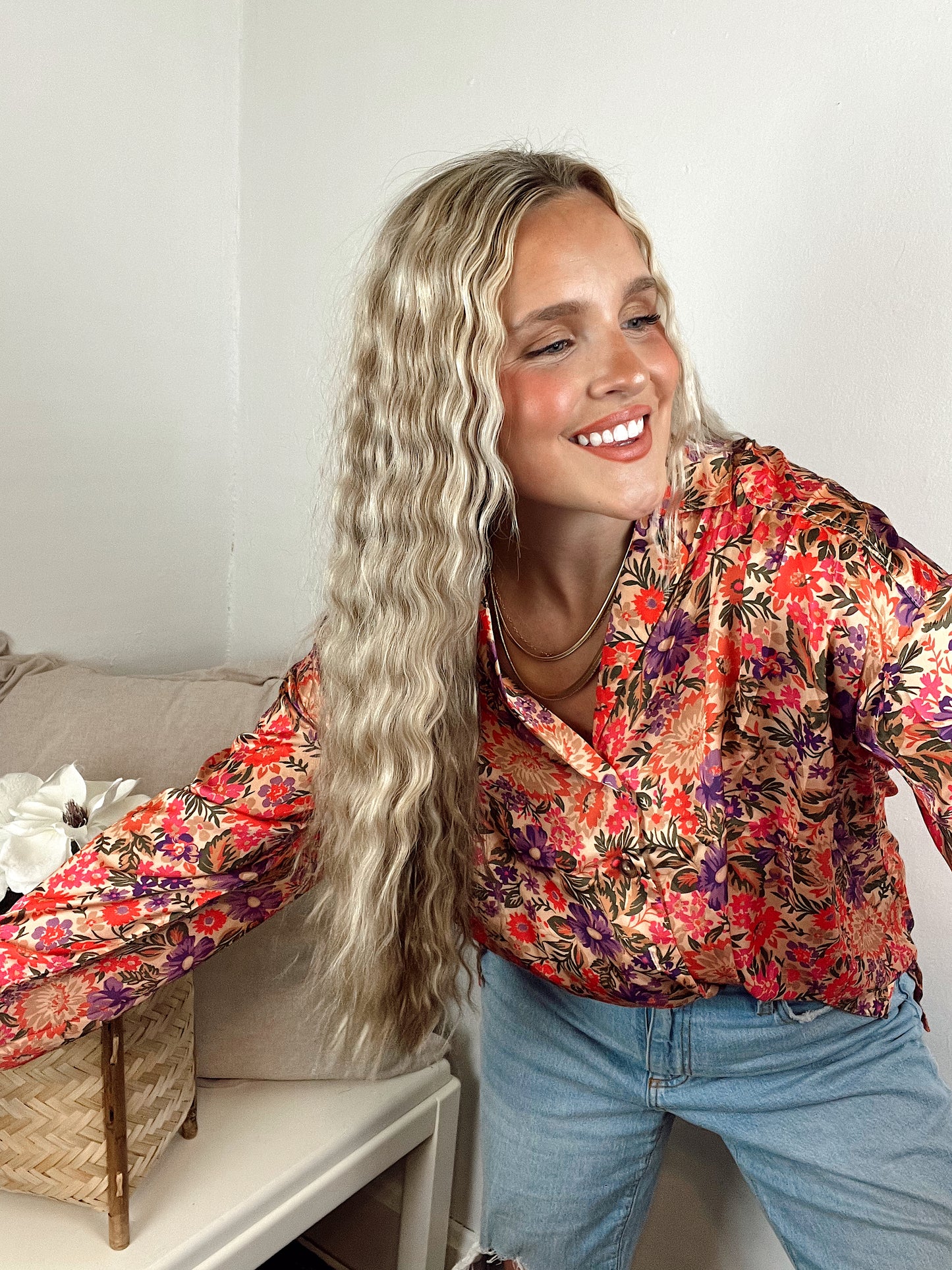 Brielle Floral Silk Button Up