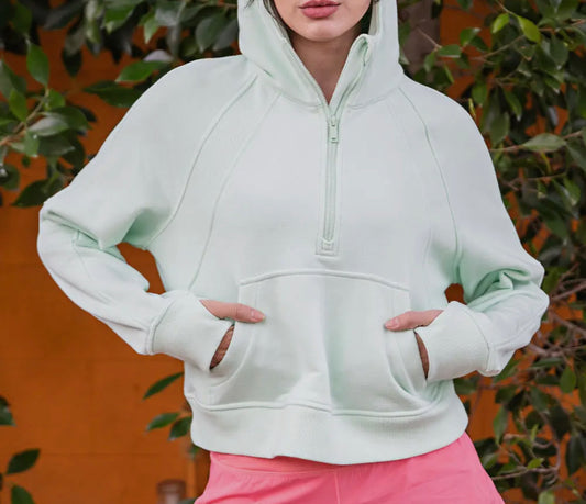 Scuba Half Zip Hoodie - Mint