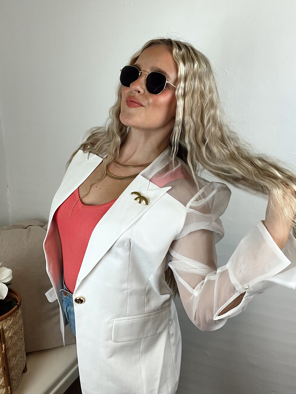 Pure Glam Frosted White Blazer