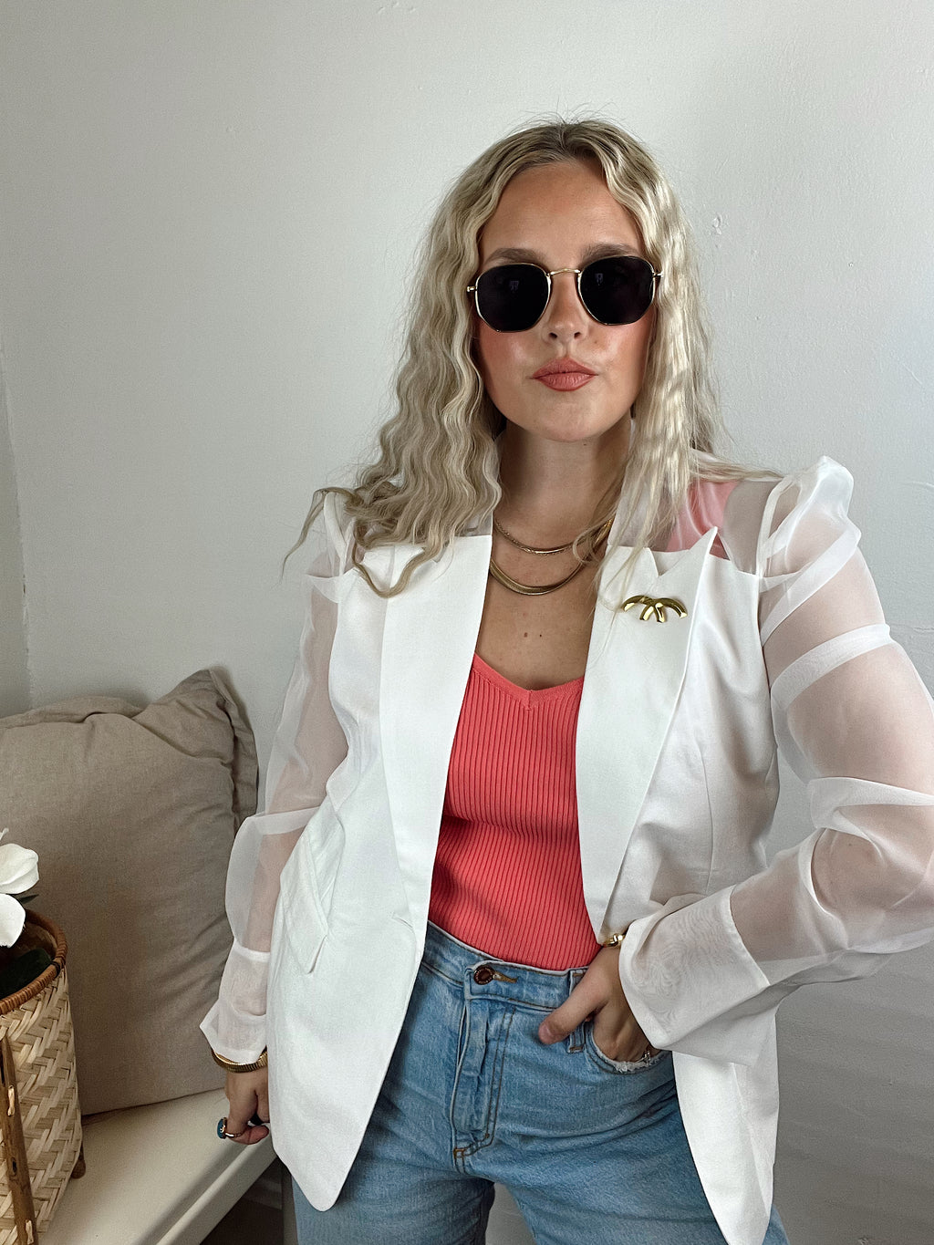 Pure Glam Frosted White Blazer