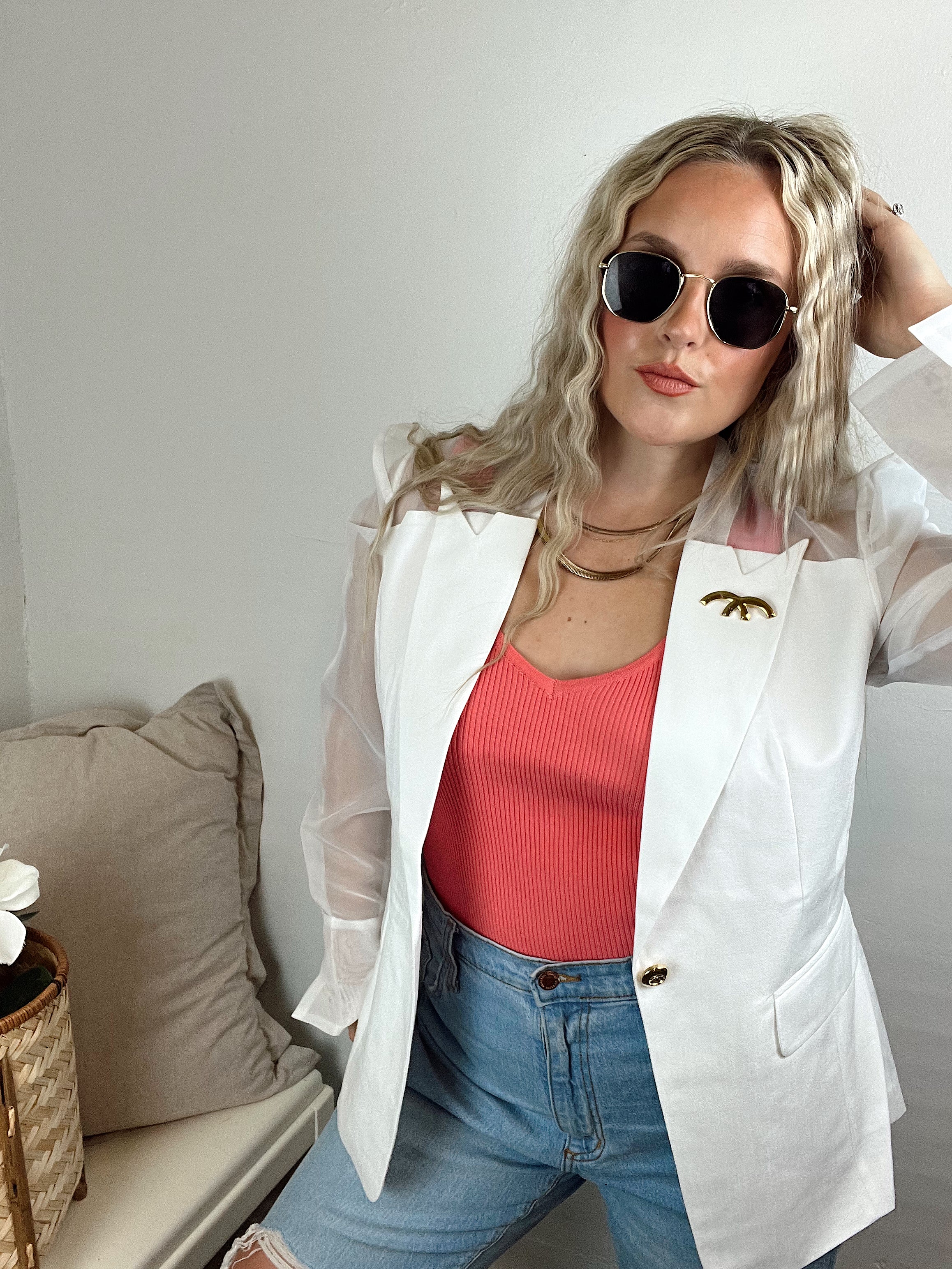 Pure Glam Frosted White Blazer