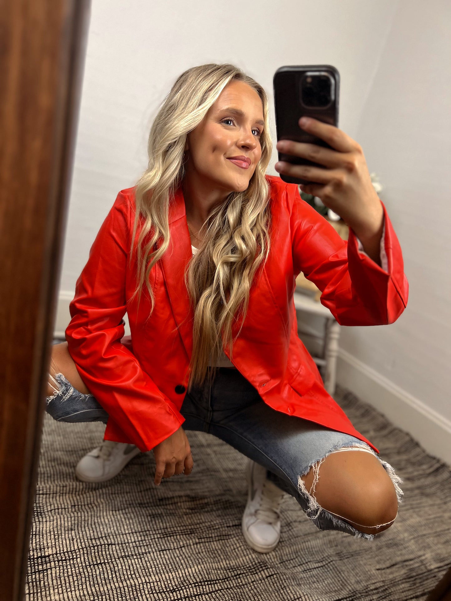Scout Faux Leather Blazer - Red