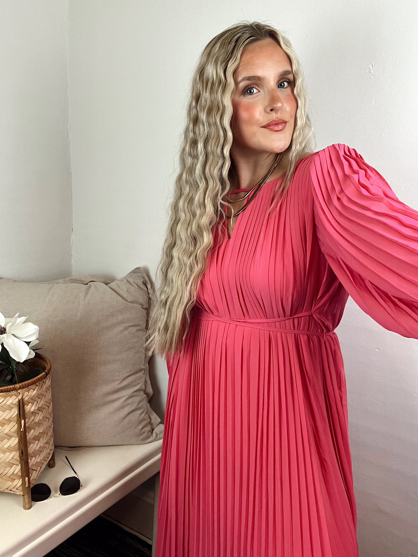 Pink Moments Pleated Dress