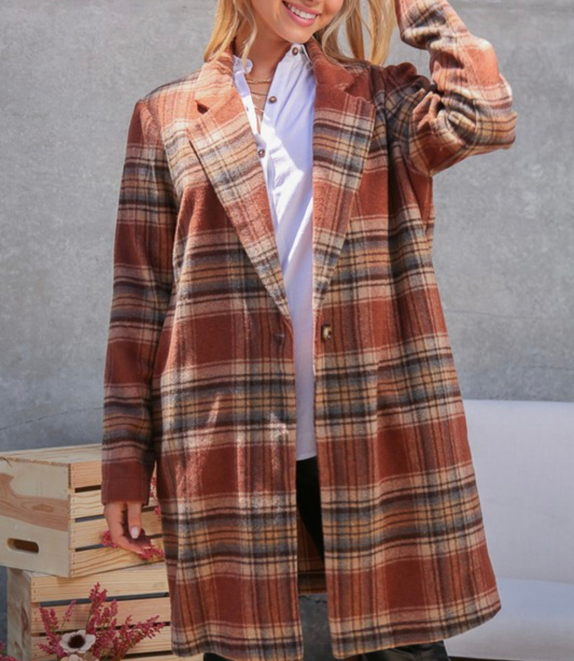 Grayson Plaid Long Coat