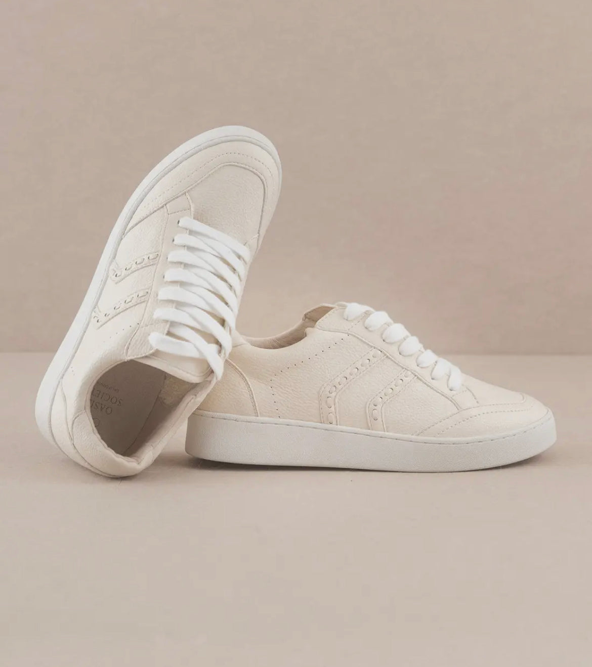 Leather Braided Sneakers - Off White