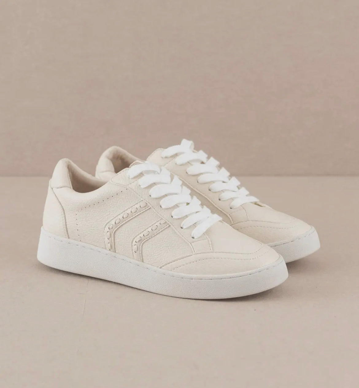 Leather Braided Sneakers - Off White