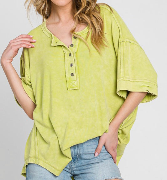 Vintage Lime Oversized Slouchy Top