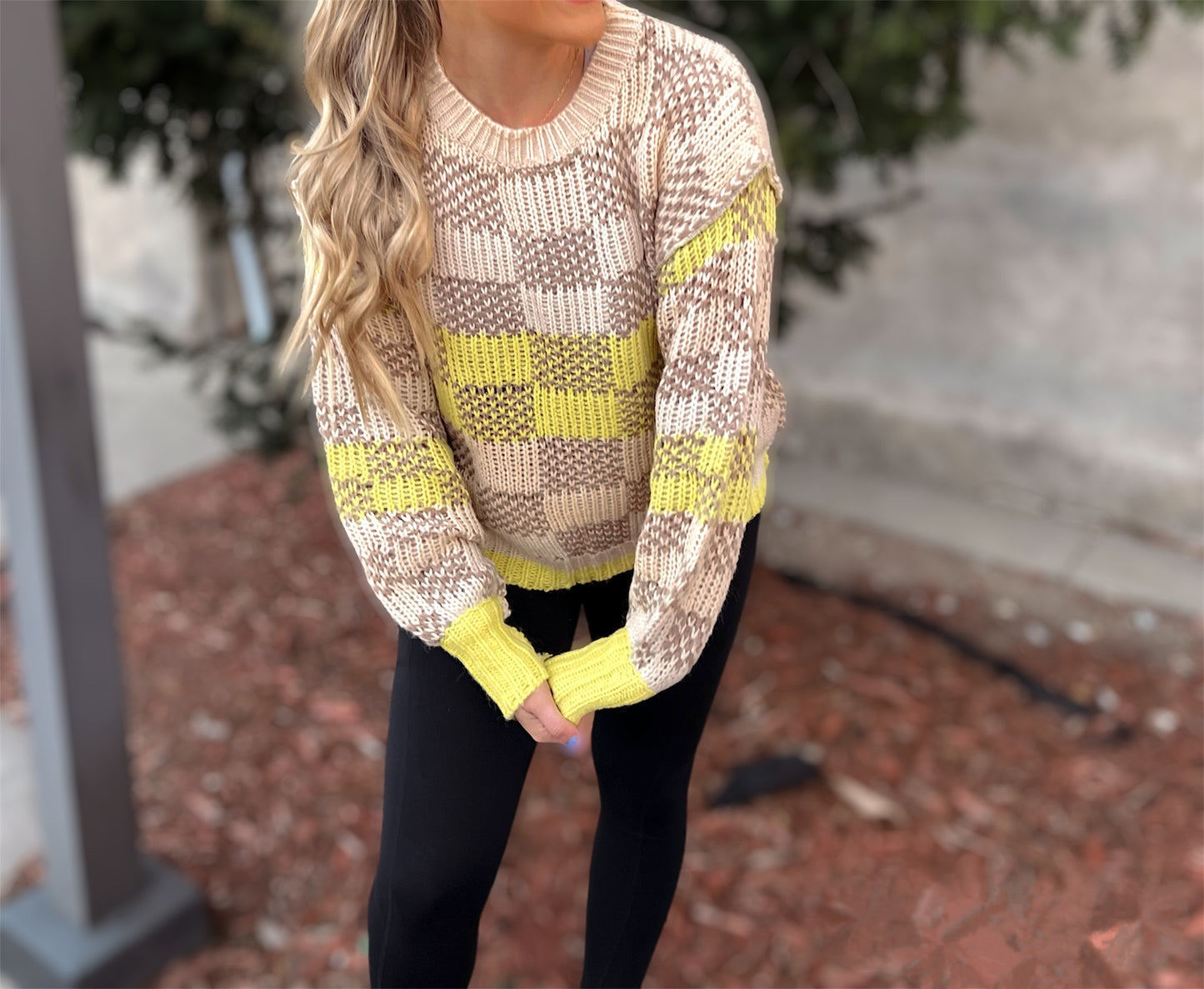 Best Behavior Yellow Checkered Sweater