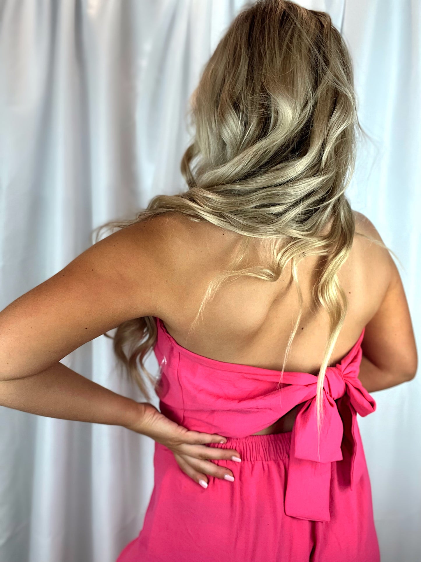 Fergie Back Tie Jumpsuit - Hot Pink