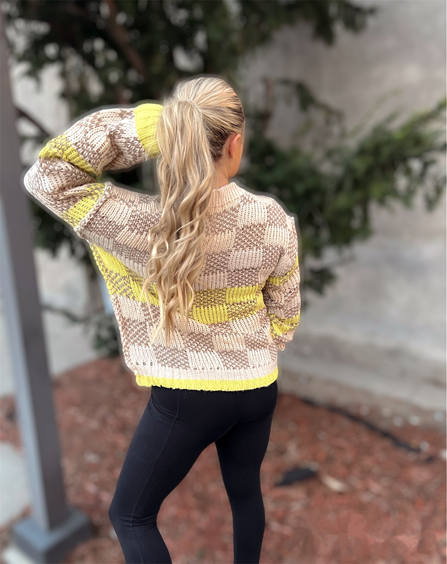 Best Behavior Yellow Checkered Sweater