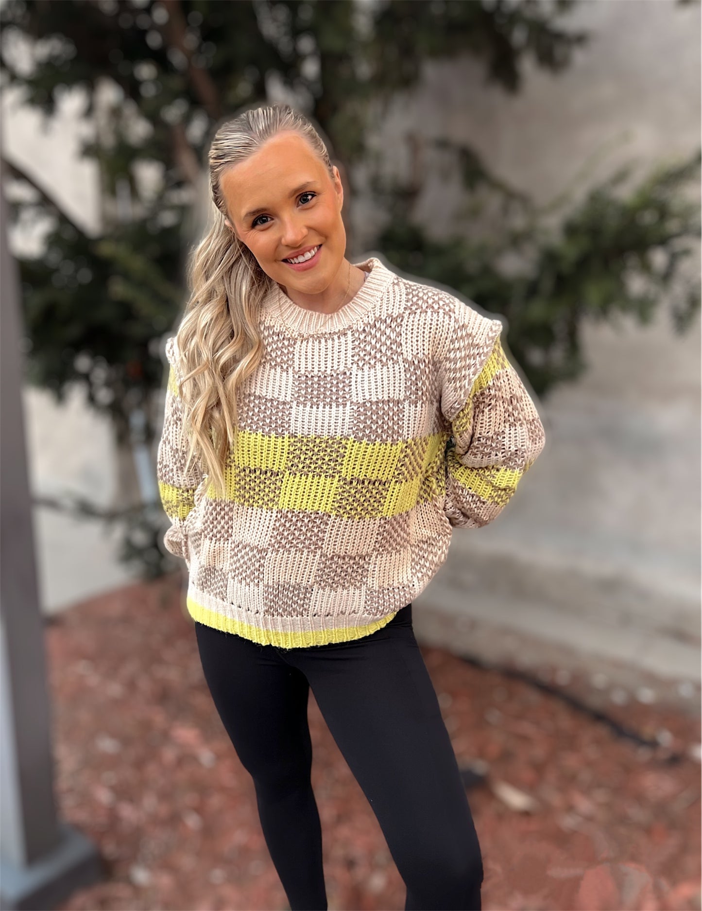 Best Behavior Yellow Checkered Sweater
