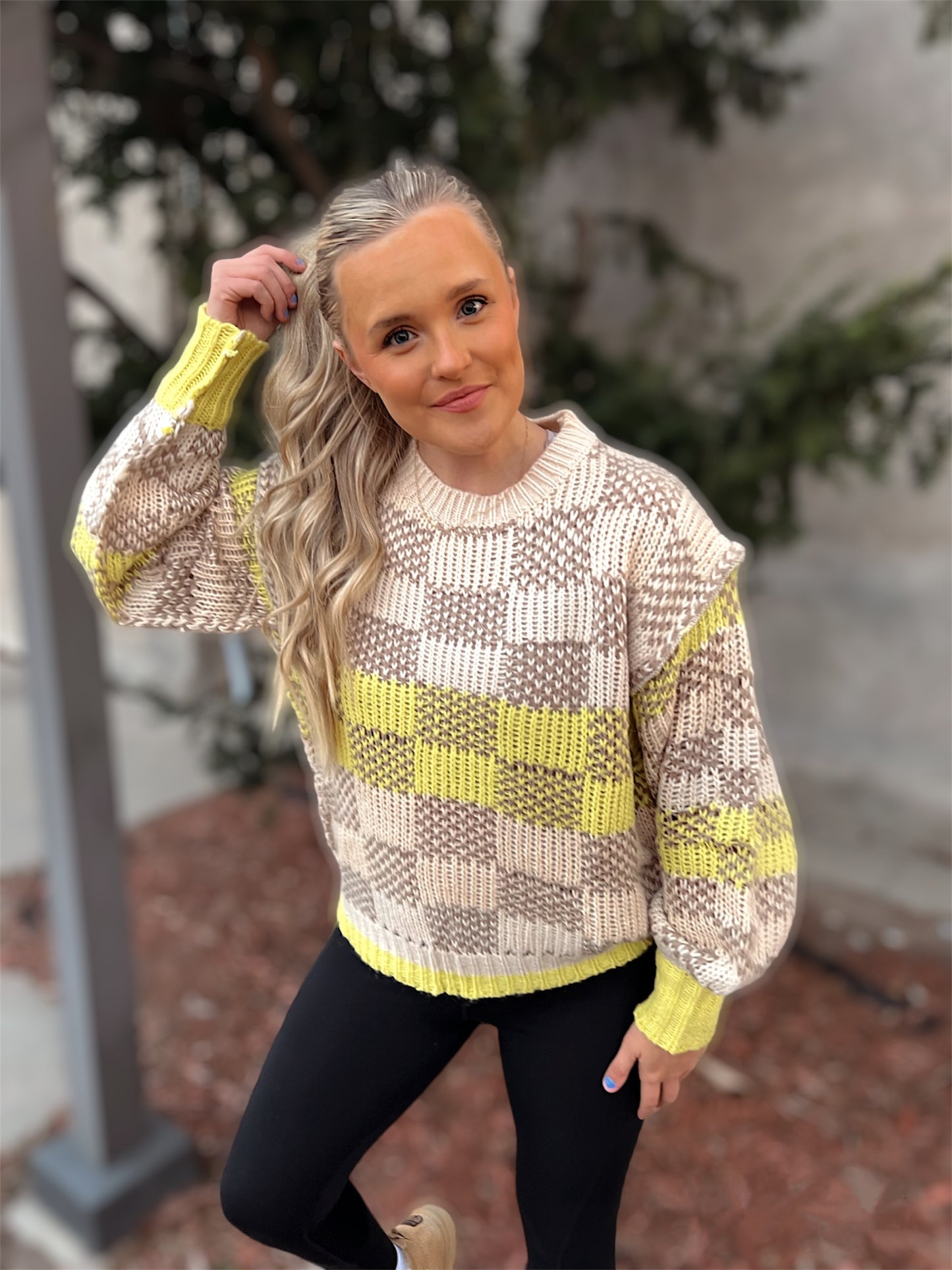 Best Behavior Yellow Checkered Sweater